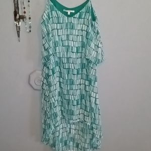 Turquoise and white high-low dress